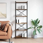 vidaXL Βιβλιοθήκη Καπνιστή δρυς 60 x 30 x 188 εκ Επεξεργασμένο ξύλο