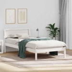vidaXL Σκελετός Κρεβατιού Λευκό 75 x 190 cm Μασίφ ξύλο πεύκου