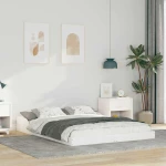 vidaXL Σκελετός Κρεβατιού Λευκό 135 x 190 cm Μασίφ ξύλο πεύκου