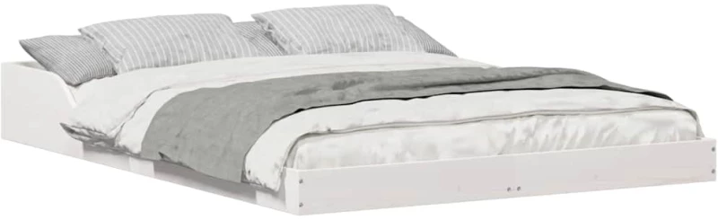 vidaXL Σκελετός Κρεβατιού Λευκό 135 x 190 cm Μασίφ ξύλο πεύκου