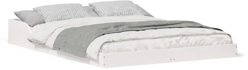 vidaXL Σκελετός Κρεβατιού Λευκό 135 x 190 cm Μασίφ ξύλο πεύκου