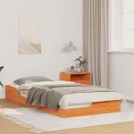vidaXL Κρεβάτι δαπέδου Καφέ κεριού 90 x 210 cm Μασίφ ξύλο πεύκου