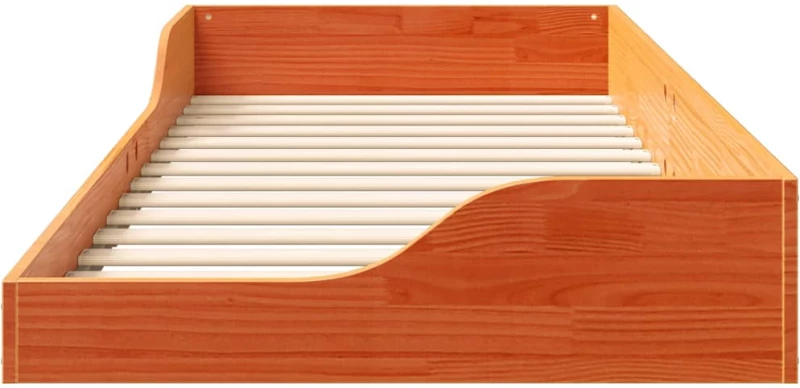 vidaXL Κρεβάτι δαπέδου Καφέ κεριού 90 x 210 cm Μασίφ ξύλο πεύκου