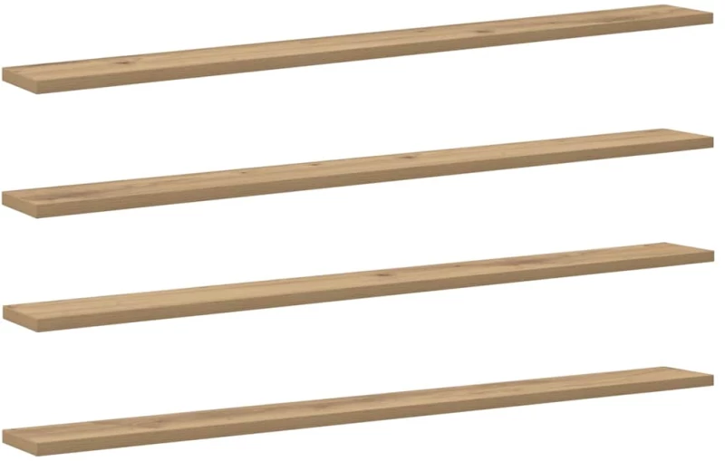 vidaXL Ράφι Βιβλίων 4 pcs Καφέ 100 x 10 x 1.5 cm Επεξεργασμένο ξύλο