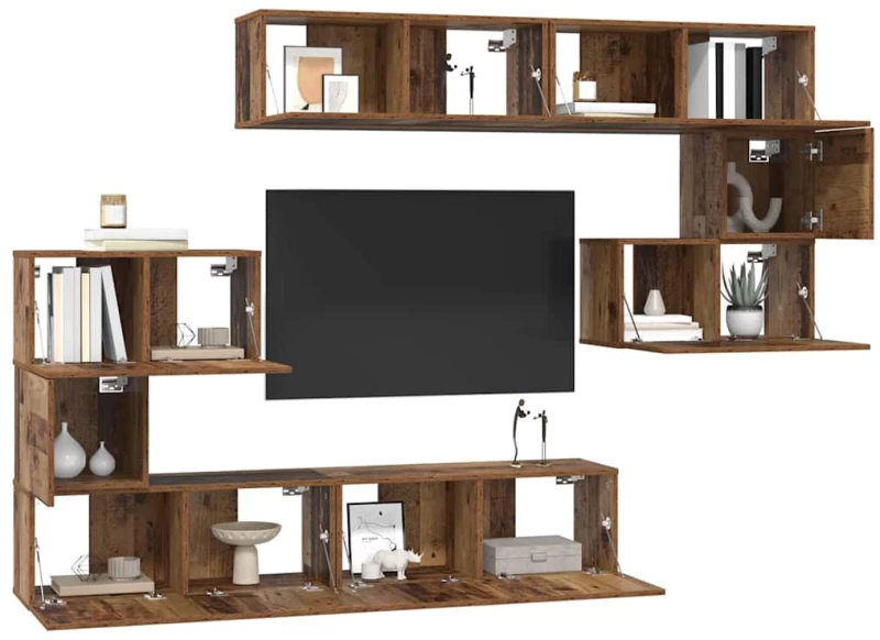 vidaXL Σετ επίπλου τηλεόρασης 8 pcs Παλαιό ξύλο 80 x 30 x 30 εκ