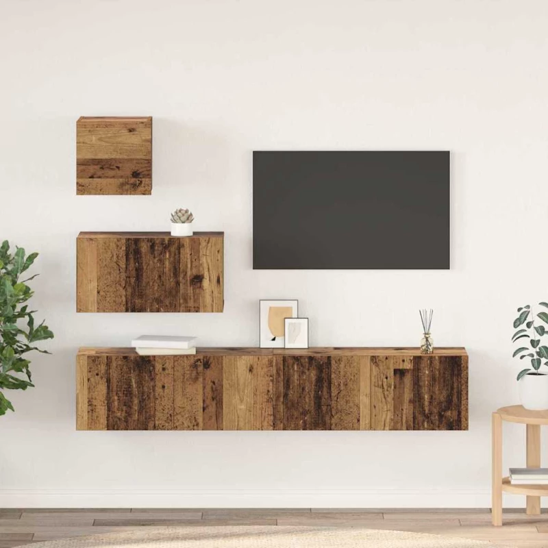 vidaXL Σετ επίπλου τηλεόρασης 4 pcs Παλαιό ξύλο 80 x 30 x 30 εκ