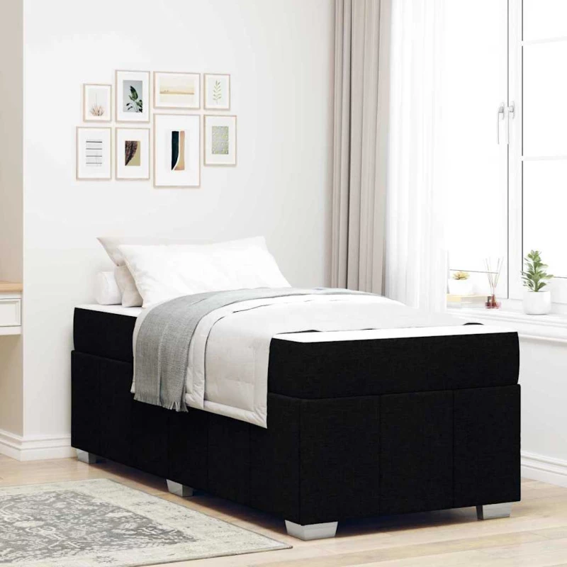 vidaXL Σκελετός Κρεβατιού με στρώμα Μαύρο 100 x 200 cm ύφασμα