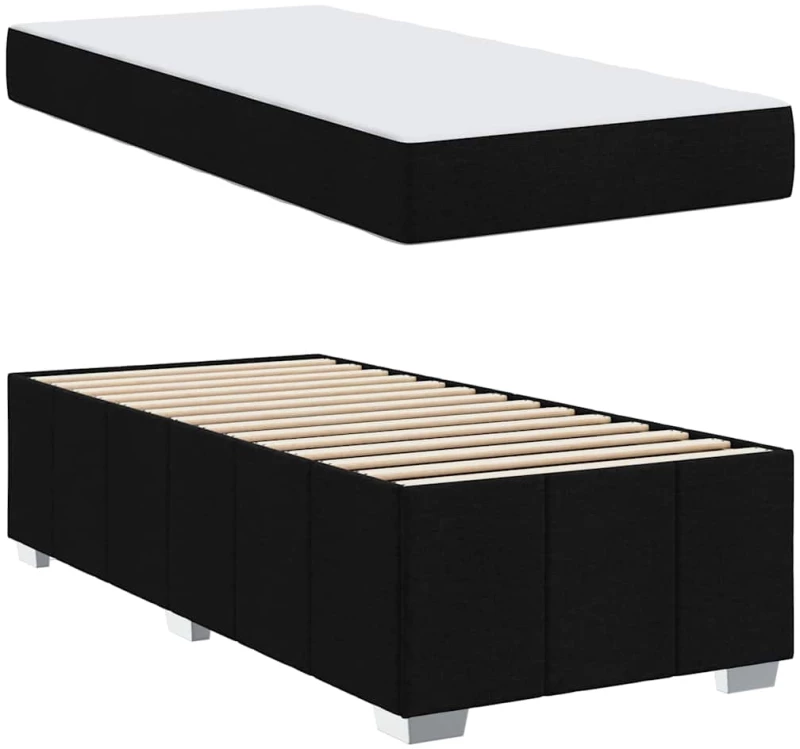 vidaXL Σκελετός Κρεβατιού με στρώμα Μαύρο 100 x 200 cm ύφασμα