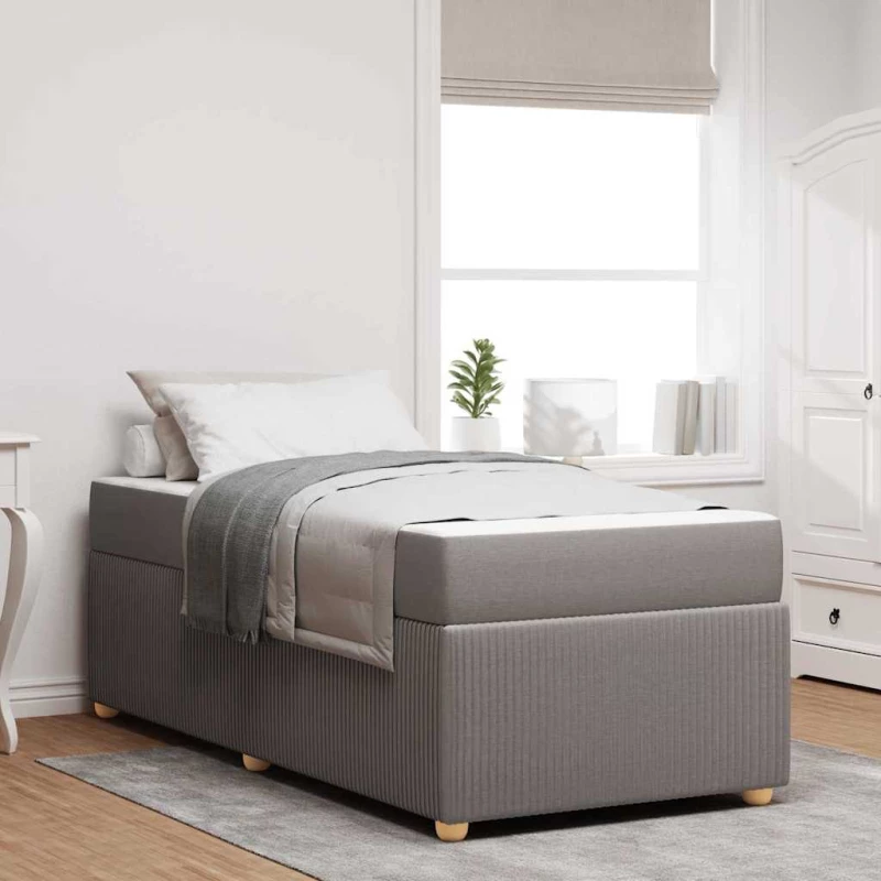 vidaXL Σκελετός κρεβατιού με στρώμα Taupe 100 x 200 cm ύφασμα