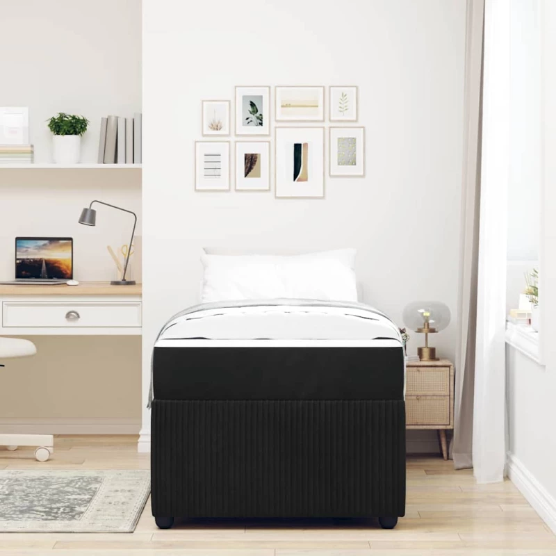 vidaXL Σκελετός κρεβατιού με στρώμα Μαύρο 100 x 200 cm Βελούδο