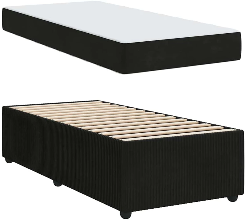 vidaXL Σκελετός κρεβατιού με στρώμα Μαύρο 100 x 200 cm Βελούδο