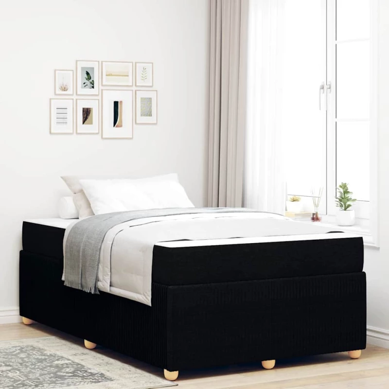 vidaXL Σκελετός κρεβατιού με στρώμα Μαύρο 120 x 190 cm ύφασμα