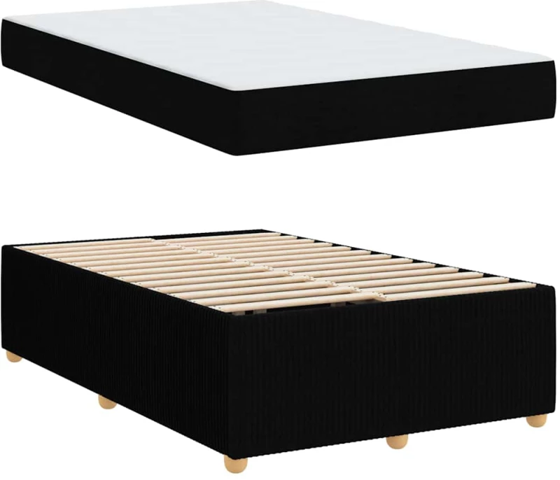 vidaXL Σκελετός κρεβατιού με στρώμα Μαύρο 120 x 190 cm ύφασμα