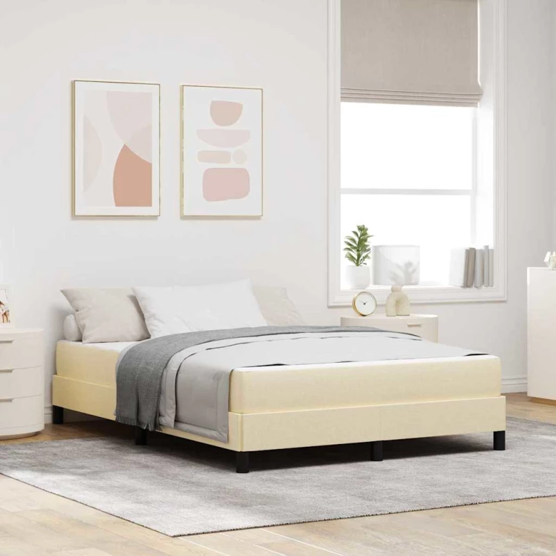 vidaXL Κρεβάτι με ελατήρια με στρώμα Κρεμ 140 x 200 cm ύφασμα