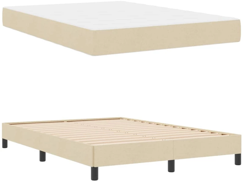 vidaXL Κρεβάτι με ελατήρια με στρώμα Κρεμ 140 x 200 cm ύφασμα