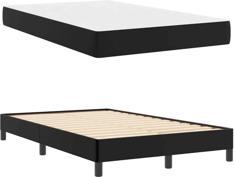 vidaXL Κρεβάτι με στρώμα Μαύρο 120 x 200 cm Τεχνητό δέρμα