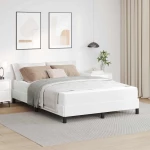 vidaXL Κρεβάτι με στρώμα Καθαρό Λευκό 140 x 200 cm Τεχνητό δέρμα