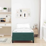 vidaXL Κρεβάτι box spring με στρώμα Σκούρο Πράσινο 90 x 200 cm Βελούδο