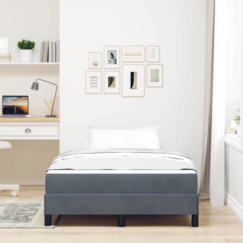 vidaXL Κρεβάτι box spring με στρώμα Σκούρο Γκρι 120 x 200 cm Βελούδο