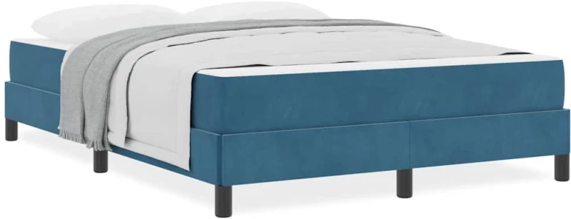 vidaXL Κρεβάτι box spring με στρώμα Σκούρο Μπλε 160 x 200 cm Βελούδο