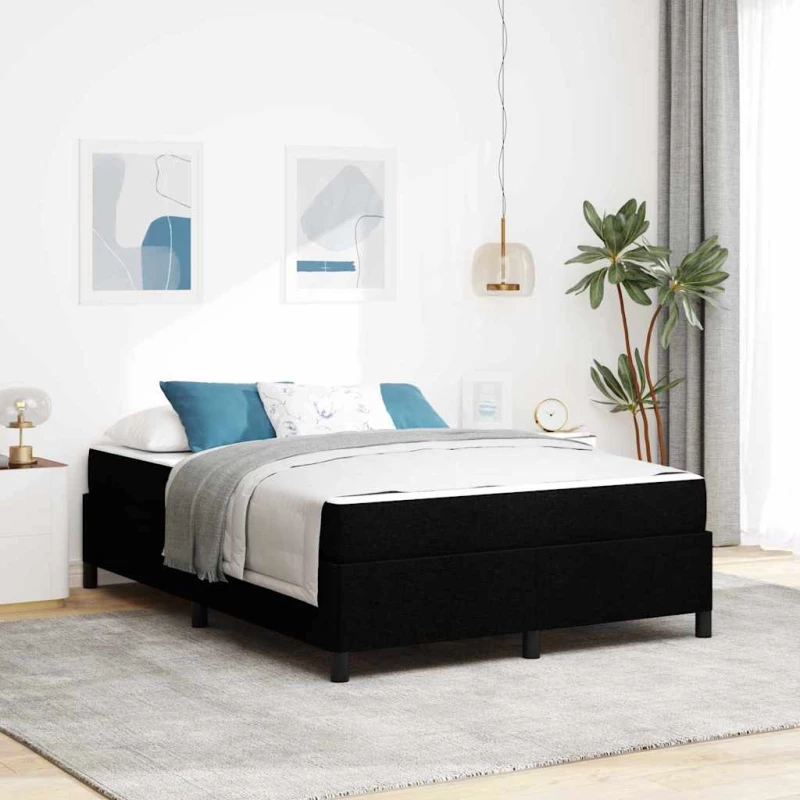 vidaXL Κρεβάτι με ελατήρια Μαύρο και Μαύρο 140 x 200 cm