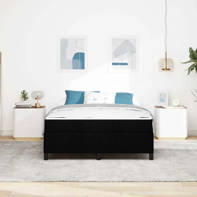 vidaXL Κρεβάτι με ελατήρια Μαύρο και Μαύρο 140 x 200 cm