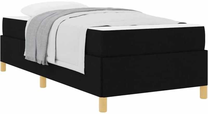 vidaXL Κρεβάτι με ελατήρια Μαύρο και Λευκό 90 x 190 cm ύφασμα