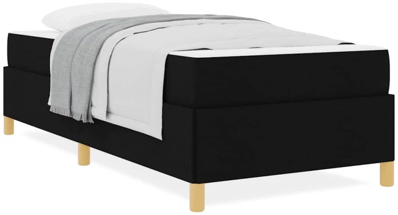 vidaXL Κρεβάτι με ελατήρια Μαύρο και Λευκό 90 x 200 cm ύφασμα