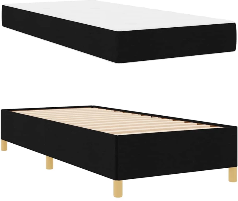 vidaXL Κρεβάτι με ελατήρια Μαύρο και Λευκό 90 x 200 cm ύφασμα