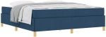 vidaXL Κρεβάτι με ελατήρια Μπλε και άσπρο 180 x 200 cm ύφασμα
