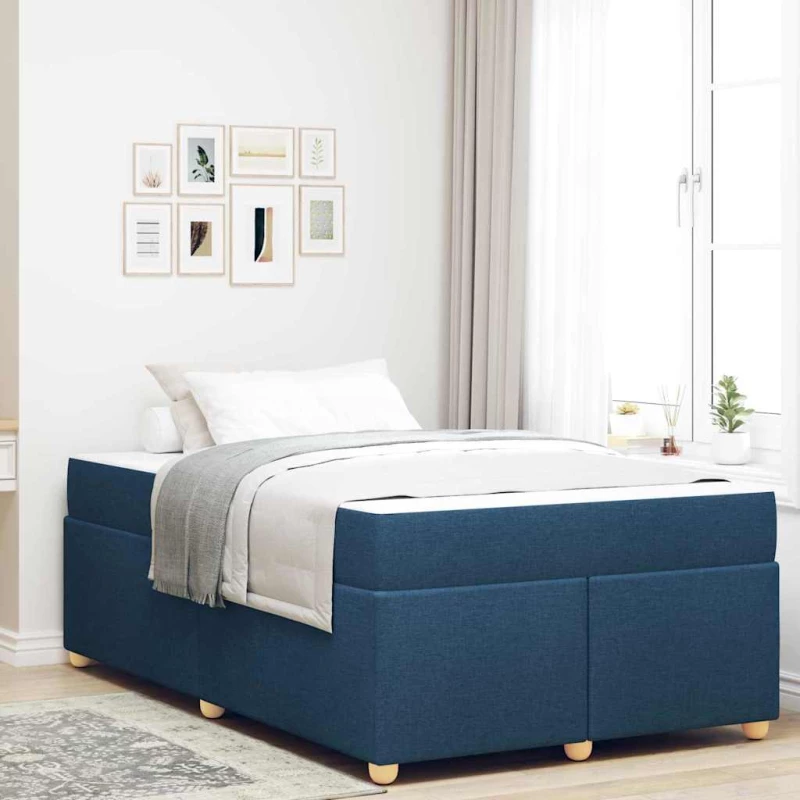 vidaXL Σκελετός Κρεβατιού με στρώμα Μπλε 120 x 190 cm ύφασμα