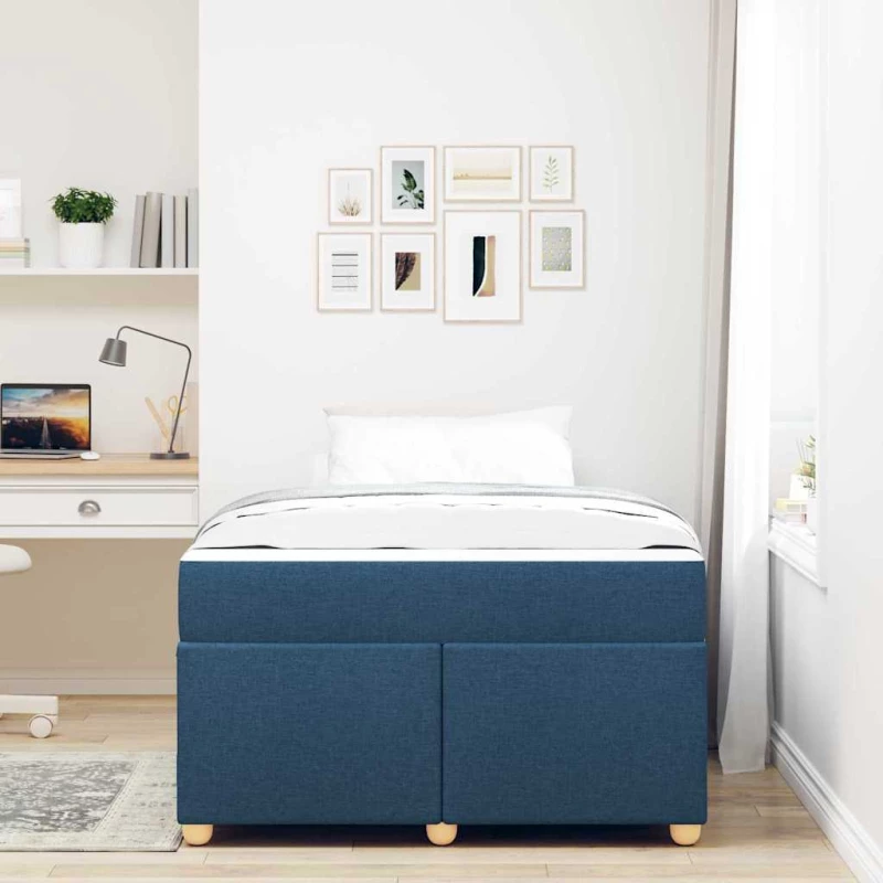 vidaXL Σκελετός Κρεβατιού με στρώμα Μπλε 120 x 190 cm ύφασμα