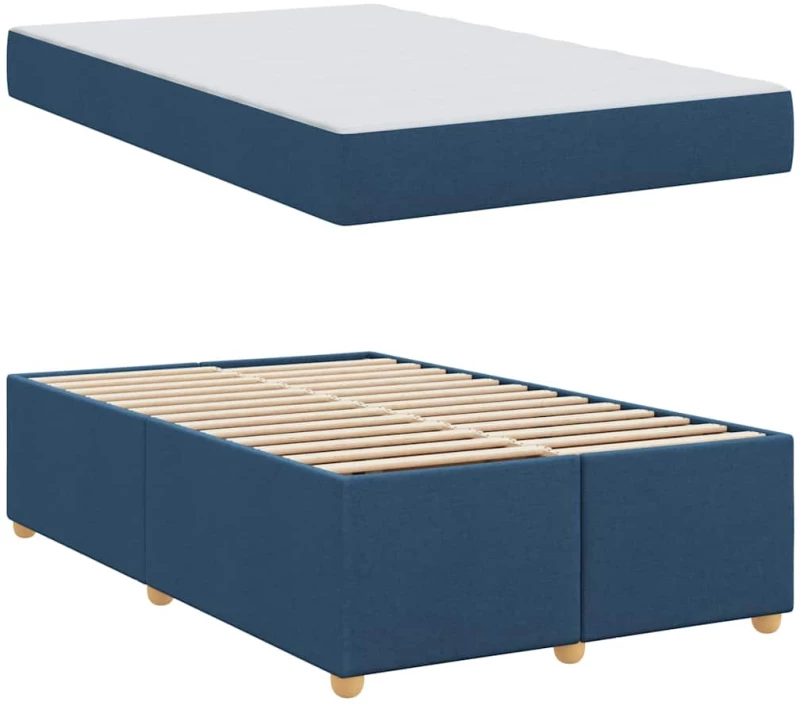 vidaXL Σκελετός Κρεβατιού με στρώμα Μπλε 120 x 190 cm ύφασμα