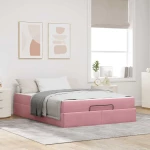 vidaXL Σκελετός Κρεβατιού Ροζ 160 x 200 cm Βελούδο