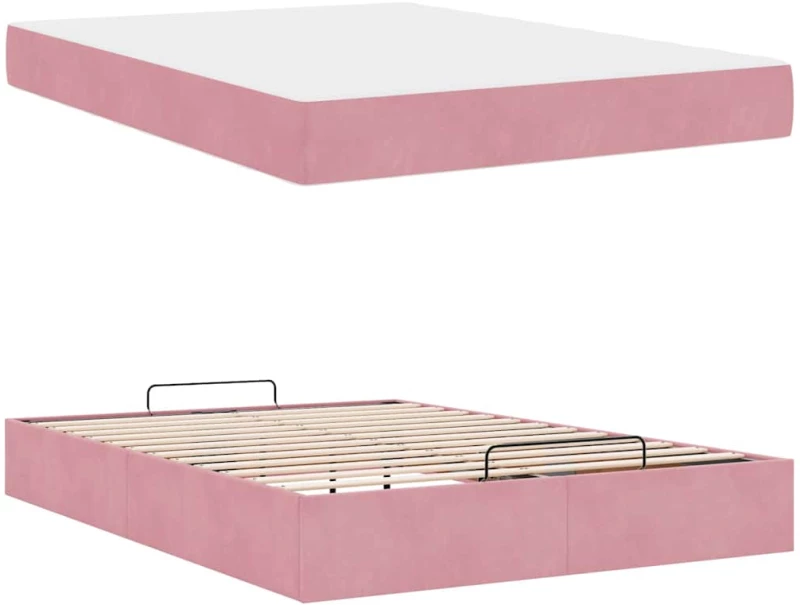 vidaXL Σκελετός Κρεβατιού Ροζ 160 x 200 cm Βελούδο