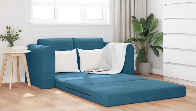 vidaXL Κρεβάτι καναπές Μπλε 148 x 71 x 83 εκ. Βελούδο
