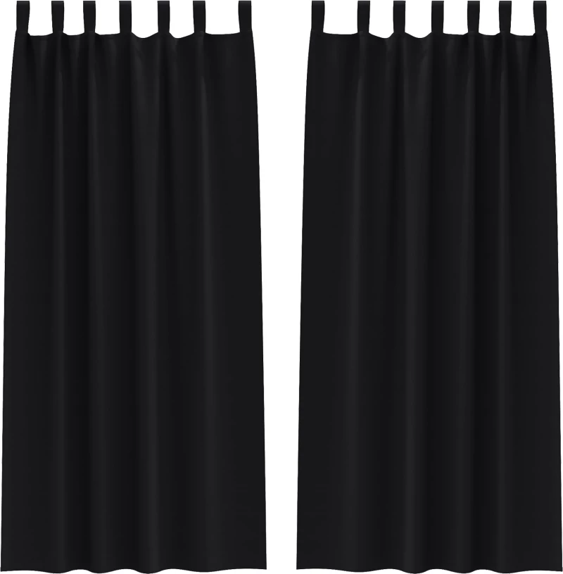 vidaXL Κουρτίνες με κουρτίνες 2 pcs Μαύρο 225x140εκ. Πολυεστέρας