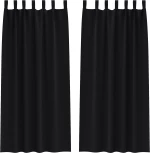 vidaXL Κουρτίνες με κουρτίνες 2 pcs Μαύρο 225x140εκ. Πολυεστέρας