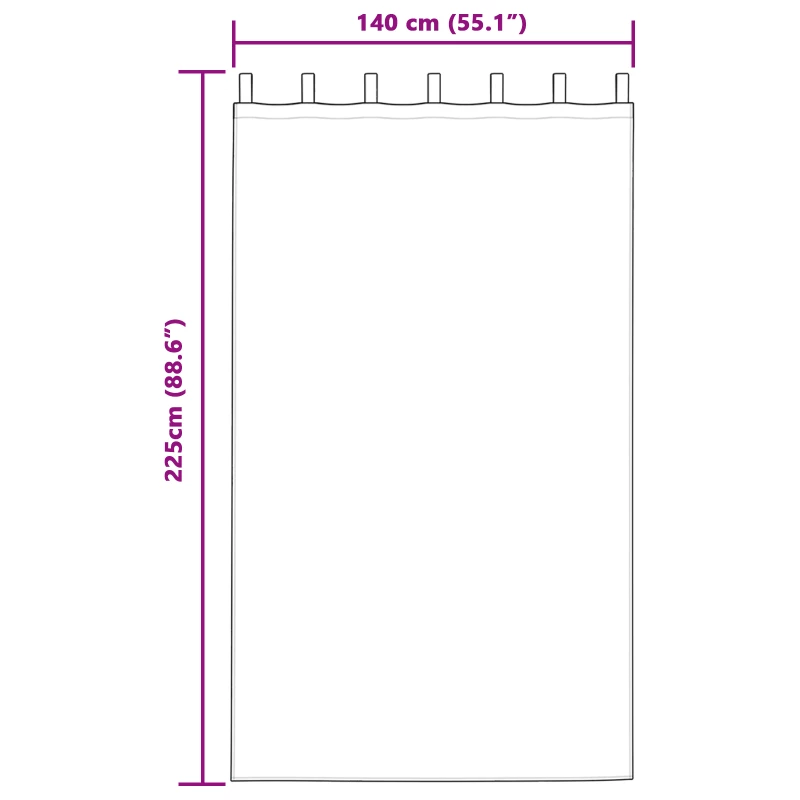vidaXL Κουρτίνες με κουρτίνες 2 pcs Μαύρο 225x140εκ. Πολυεστέρας