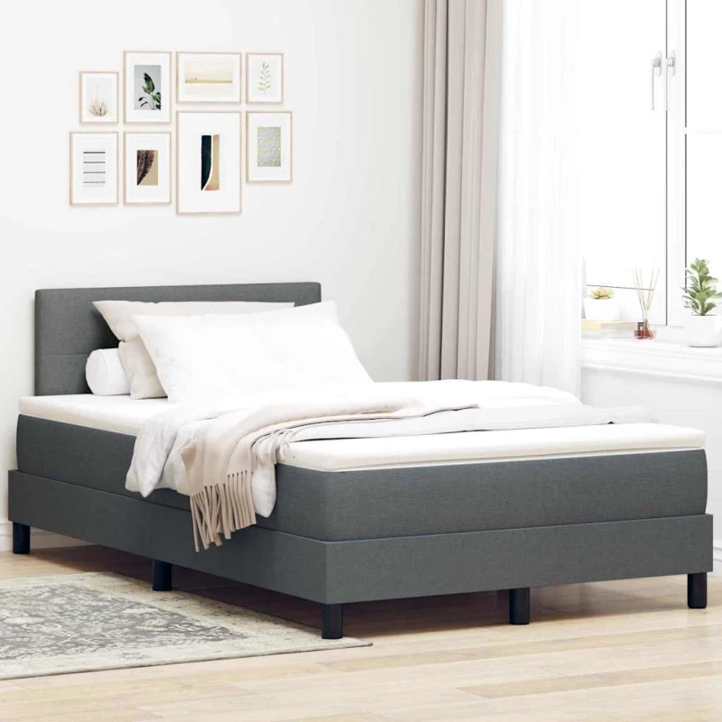 vidaXL Κρεβάτι box spring με στρώμα Σκούρο γκρι 120 x 200 cm ύφασμα