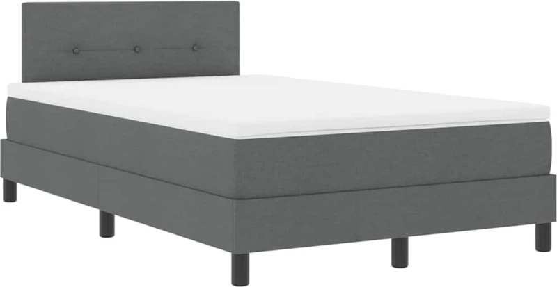 vidaXL Κρεβάτι box spring με στρώμα Σκούρο γκρι 120 x 200 cm ύφασμα