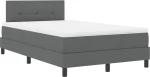 vidaXL Κρεβάτι box spring με στρώμα Σκούρο γκρι 120 x 200 cm ύφασμα
