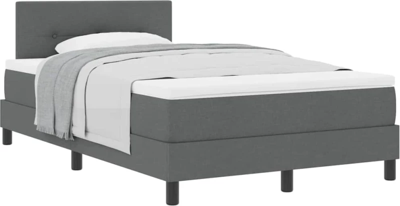 vidaXL Κρεβάτι box spring με στρώμα Σκούρο γκρι 120 x 200 cm ύφασμα