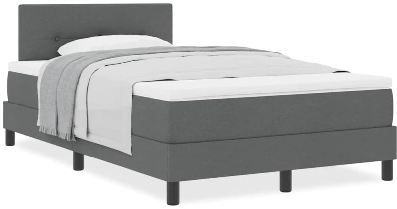 vidaXL Κρεβάτι box spring με στρώμα Σκούρο γκρι 120 x 200 cm ύφασμα