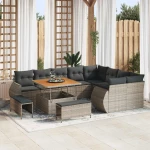 vidaXL Σετ Καναπέ Κήπου με μαξιλάρι 12 pcs Γκρι 100 x 100 x 71 cm