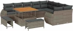 vidaXL Σετ Καναπέ Κήπου με μαξιλάρι 12 pcs Γκρι 100 x 100 x 71 cm