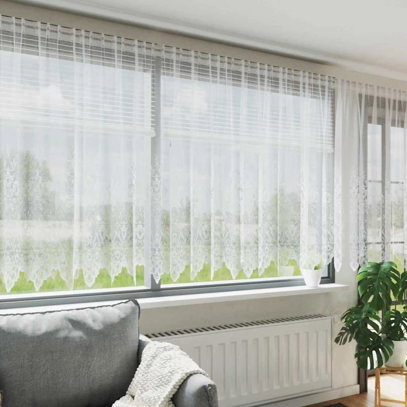 vidaXL Κουρτίνες με κουρτίνες Λευκό 500 x 160 cm Πολυεστέρας