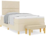 vidaXL Κρεβάτι με ελατήρια με στρώμα Κρεμ 120 x 200 cm ύφασμα