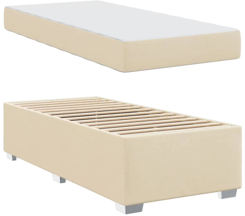 vidaXL Σκελετός Κρεβατιού Κρεμ 90 x 200 cm ύφασμα