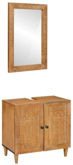 vidaXL Σετ Επίπλων Μπάνιου Επιτοίχιο 2 pcs Καφέ 62 x 33 x 58 εκ.
